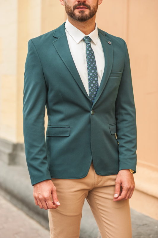 Стильный мужской пиджак зеленого цвета. Арт.:2-550-4