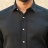 Черная приталенная мужская рубашка. Арт.:5-562-3