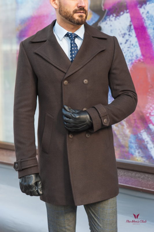 Зимнее мужское пальто коричневого цвета. Арт.:1-583-10