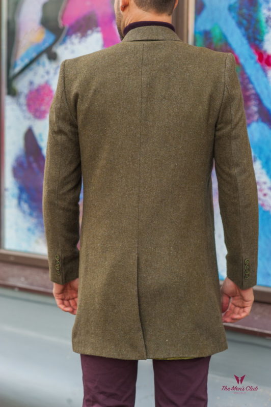 Классическое мужское пальто зеленого цвета. Арт.:1-591-2