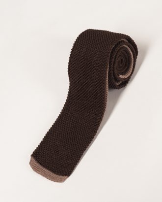 Вязаный галстук коричневого цвета. Арт.:10-37