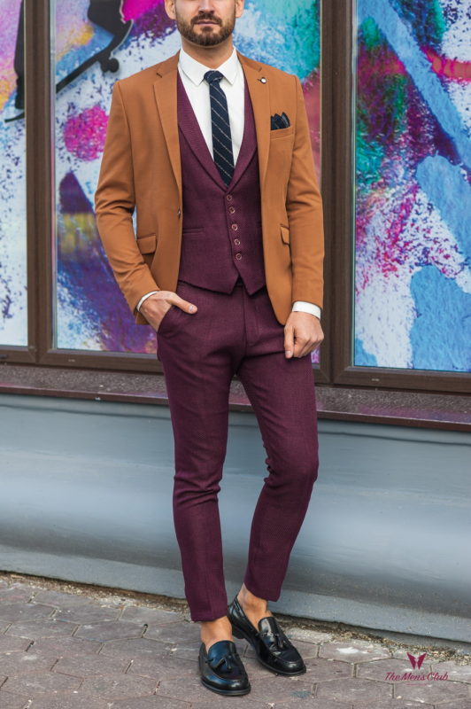 Стильный мужской пиджак горчичного цвета. Арт.:2-584-1