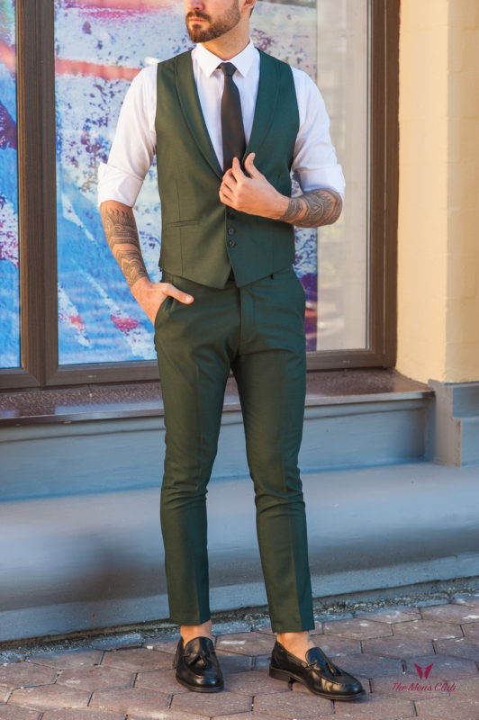 Мужская двойка (жилет и брюки) зеленого цвета. Арт.:4-587-5