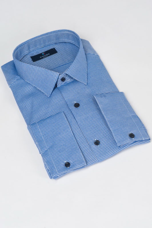 Темно-голубая рубашка с синими пуговицами. Арт.:5-520-12