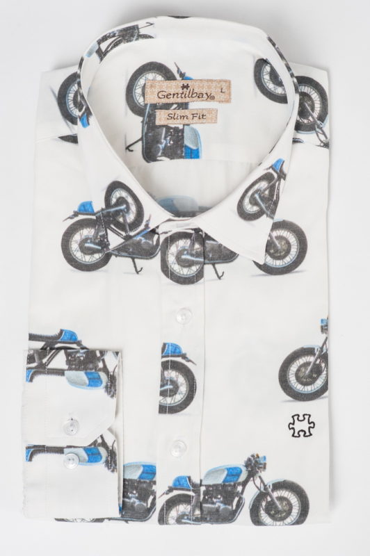Приталенная рубашка с мотоциклами. Арт.:5-511-26