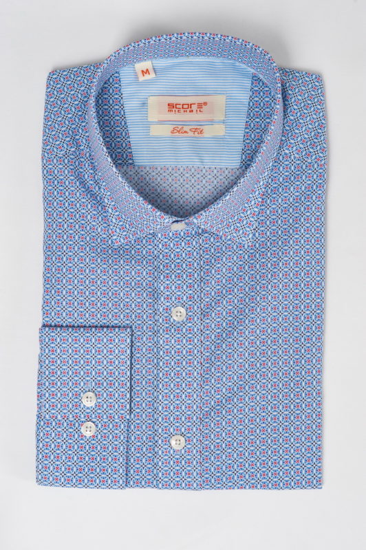 Приталенная рубашка с разноцветным принтом. Арт.:5-525-3
