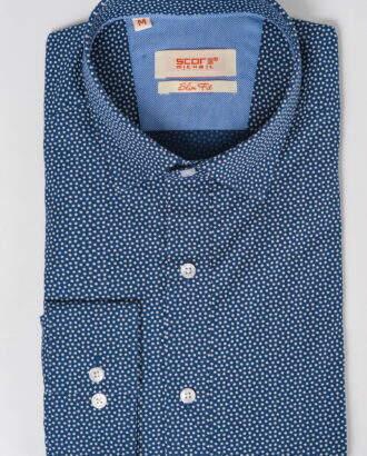 Стильная синяя рубашка с принтом. Арт.:5-524-3