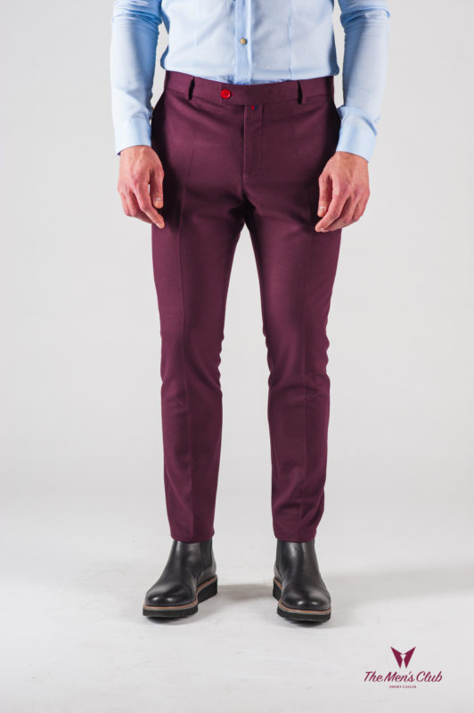 Укороченные мужские брюки цвета бордо. Арт.:6-608-3