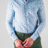 Полосатая голубая мужская рубашка с принтом. Арт.:5-612-8