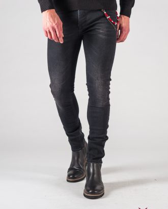 Черные мужские джинсы с потертостями. Арт.:7-616