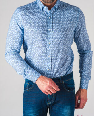 Мужская приталенная рубашка с принтом. Арт.:5-633-3