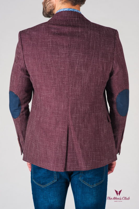 Мужской пиджак с заплатками бордового цвета. Арт.:2-633-2