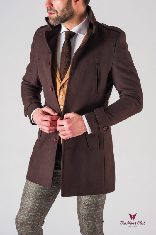 Коричневое мужское пальто super slim. Арт.:1-615-1