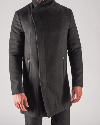 Зимнее мужское пальто в черном цвете. Арт.:1-707-10