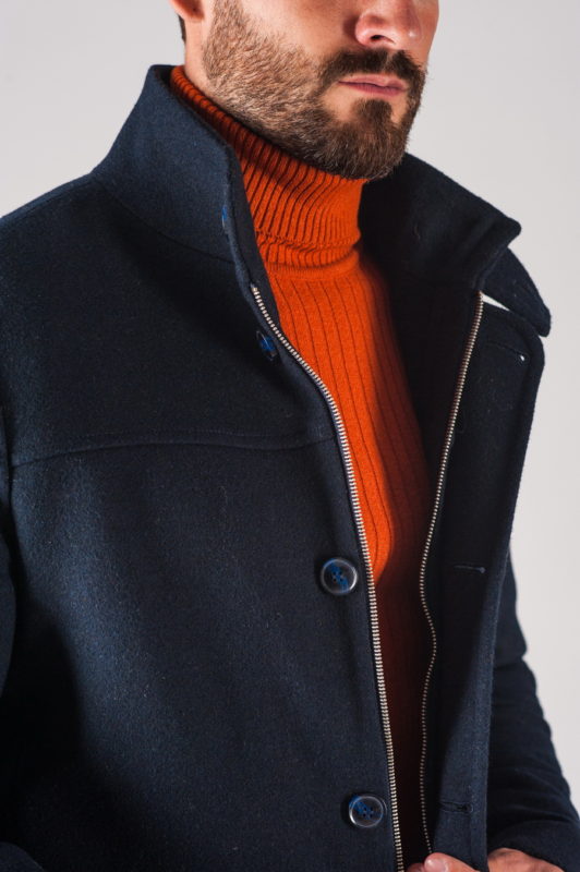 Зимнее молодежное мужское пальто синего цвета. Арт.:1-709-10