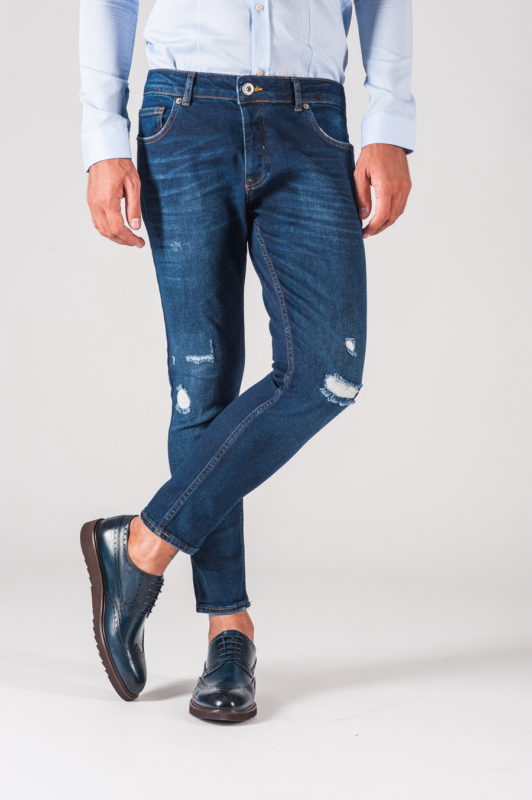 Мужские джинсы скинни темно-синего цвета. Арт.:7-712