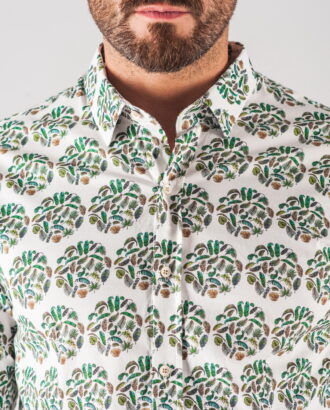 Мужская рубашка с растительным принтом. Арт.:5-716-8