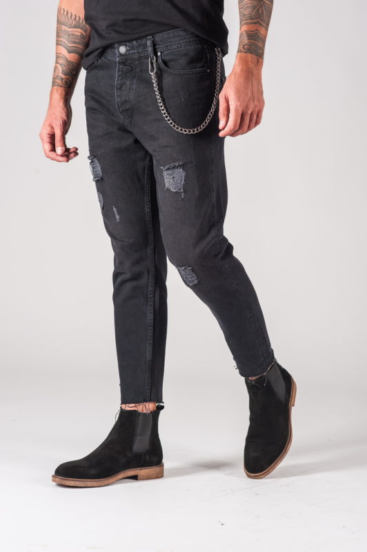Мужские укороченные джинсы темно-серого цвета. Арт.:7-719