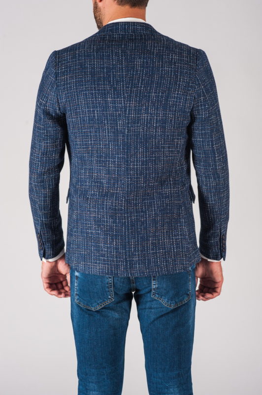 Фактурный мужской пиджак синего цвета. Арт.:2-727-5