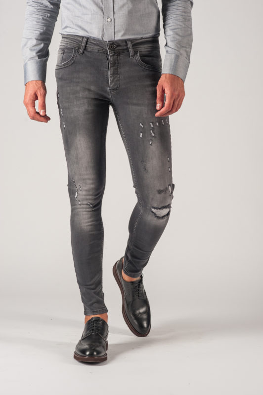 Серые мужские джинсы скинни. Арт.:7-733