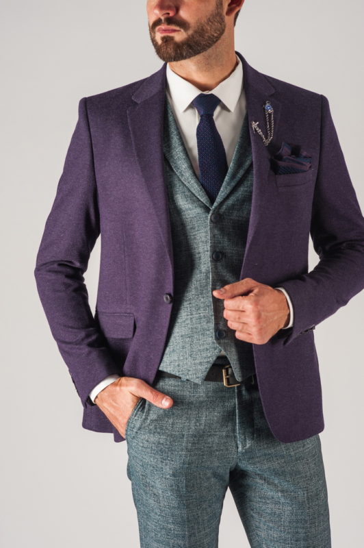 Модный фиолетовый мужской пиджак. Арт.:2-739-1