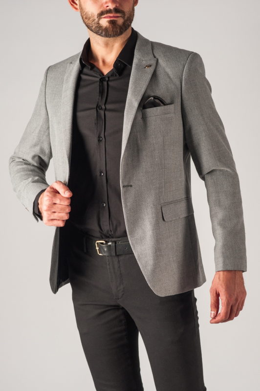 Мужской серый приталенный пиджак. Арт.:2-751-2