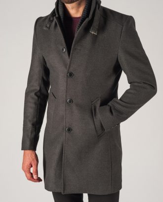 Мужское пальто с воротником стойкой. Арт.:1-753-1