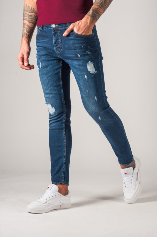 Мужские джинсы slim-fit синего цвета. Арт.:7-762