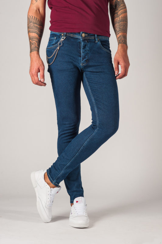 Мужские джинсы синего цвета зауженного кроя. Арт.:7-767
