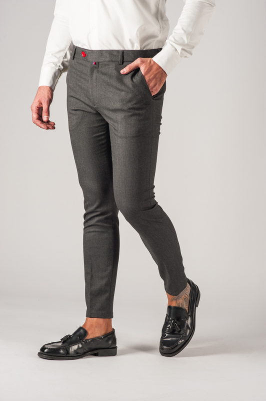 Зауженные мужские брюки серого цвета. Арт.:6-768-3
