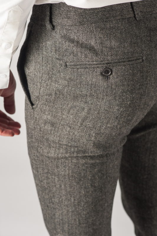 Серые мужские брюки в елочку. Арт.:6-773-3