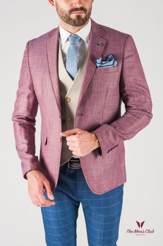 Приталенный мужской пиджак лилового цвета. Арт.:2-802-22