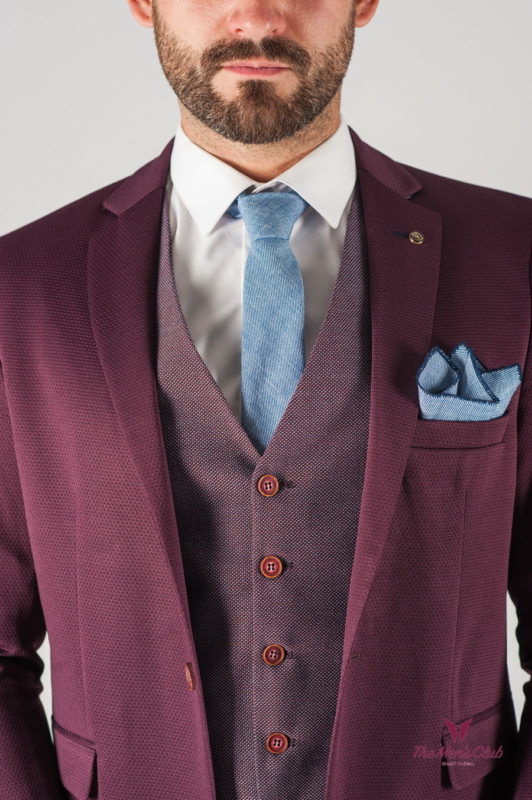 Бордовый мужской пиджак приталенного кроя. Арт.:2-805-2