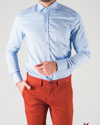 Приталенная мужская рубашка голубого цвета. Арт.:5-808-3
