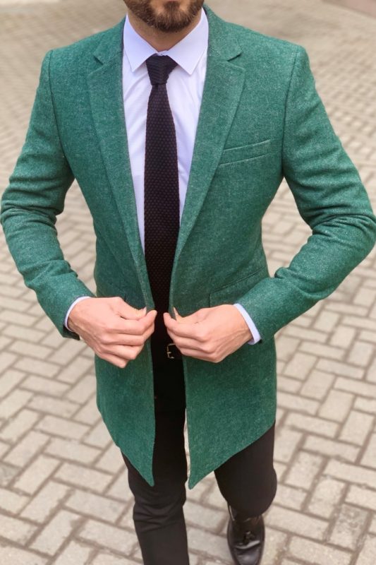 Мужское зеленое пальто. Арт.: 1-929-3