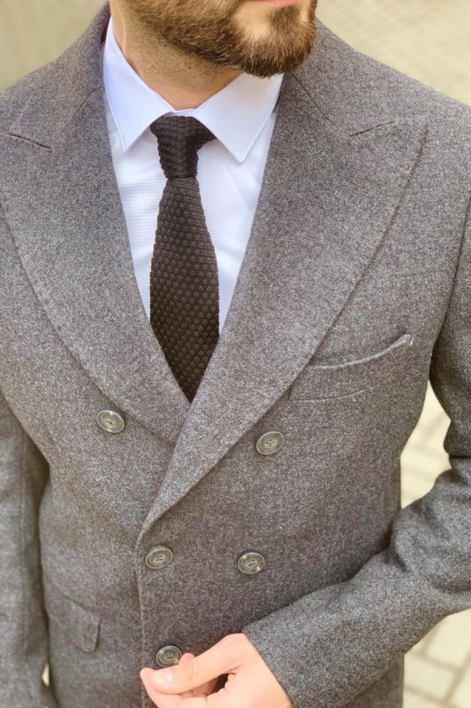 Укороченное мужское пальто серого цвета. Арт.: 1-915-3