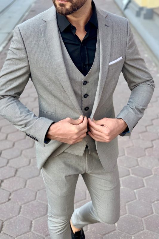 Мужской костюм-тройка серого цвета Арт.: 4-942-3