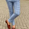 Клетчатый мужские брюки голубого цвета. Арт.:6-960-3