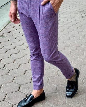 Мужские брюки сиреневого цвета. Арт.:6-948-3