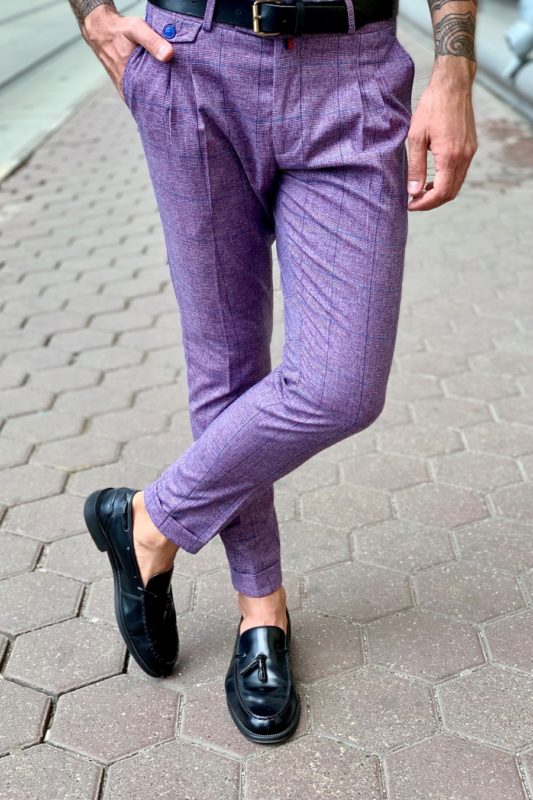 Мужские брюки сиреневого цвета. Арт.:6-948-3