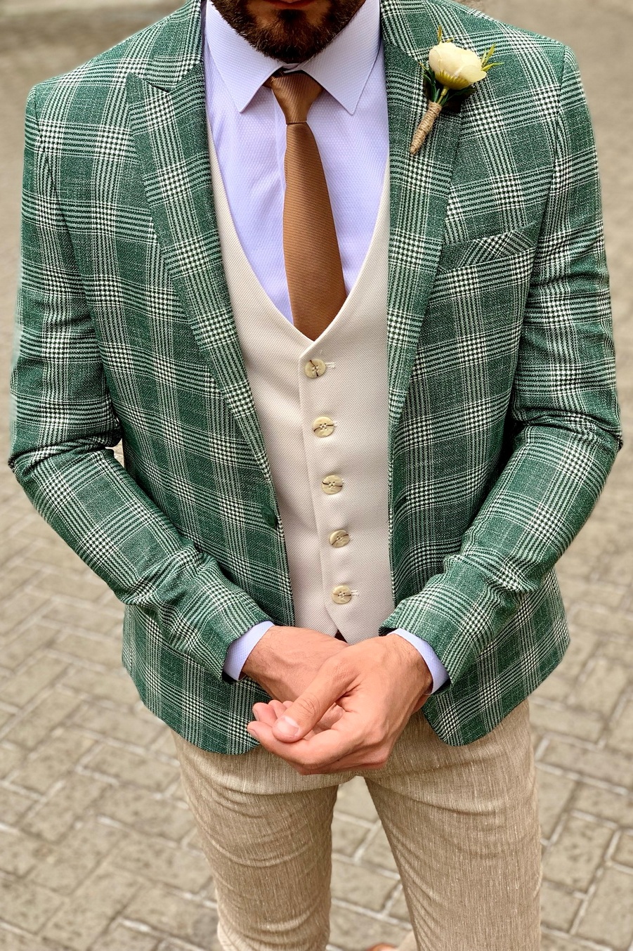 Мужской клетчатый пиджак в зеленом цвете. Арт.:2-949-22
