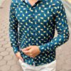 Темно-синяя мужская рубашка с принтом. Арт.:5-1007-8
