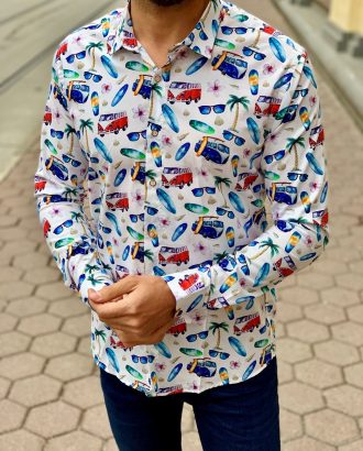 Мужская рубашка с разноцветным рисунком. Арт.:5-1010-8