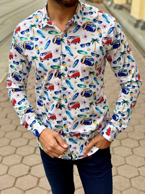 Мужская рубашка с разноцветным рисунком. Арт.:5-1010-8