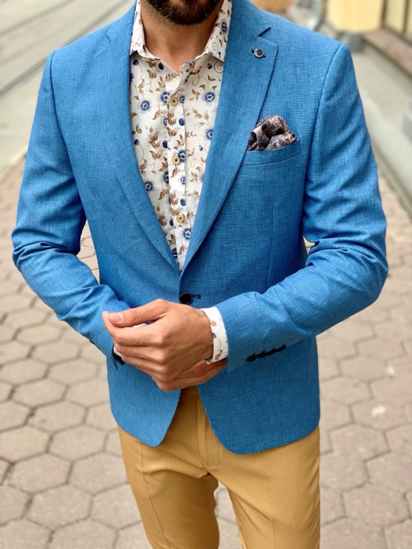 Стильный пиджак голубого цвета. Арт.:2-1014-2