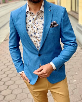 Стильный пиджак голубого цвета. Арт.:2-1014-2