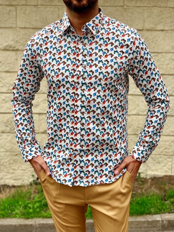 Мужская рубашка с бабочками. Арт.:5-1016-26
