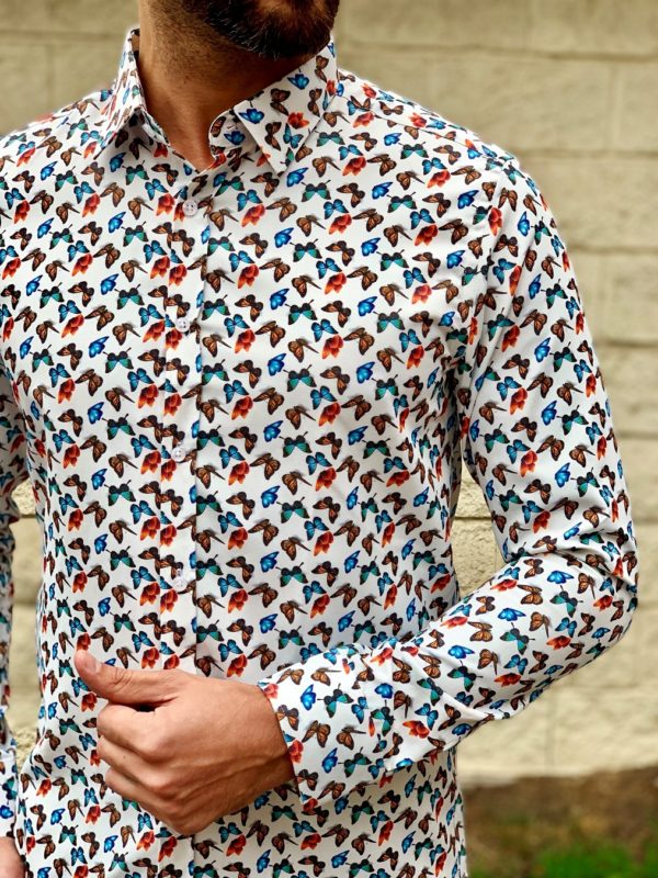 Мужская рубашка с бабочками. Арт.:5-1016-26