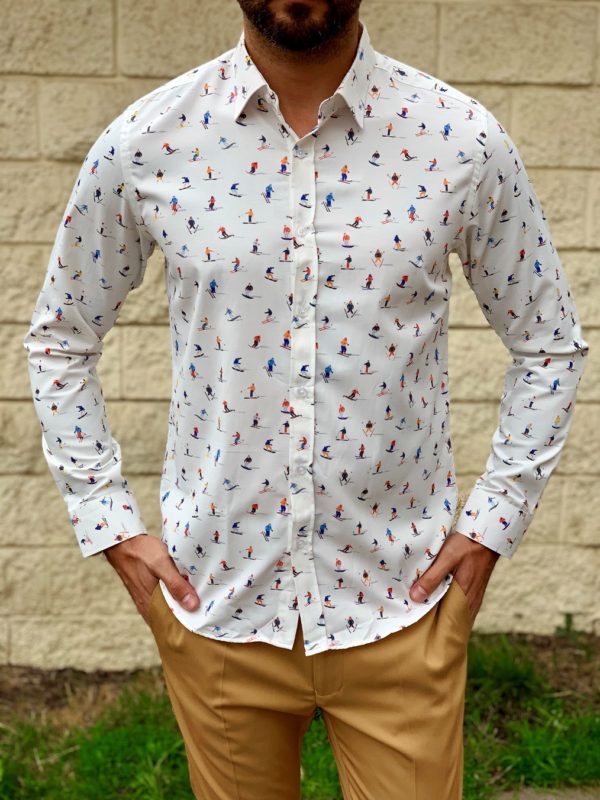 Белая мужская рубашка с принтом. Арт.:5-1019-26
