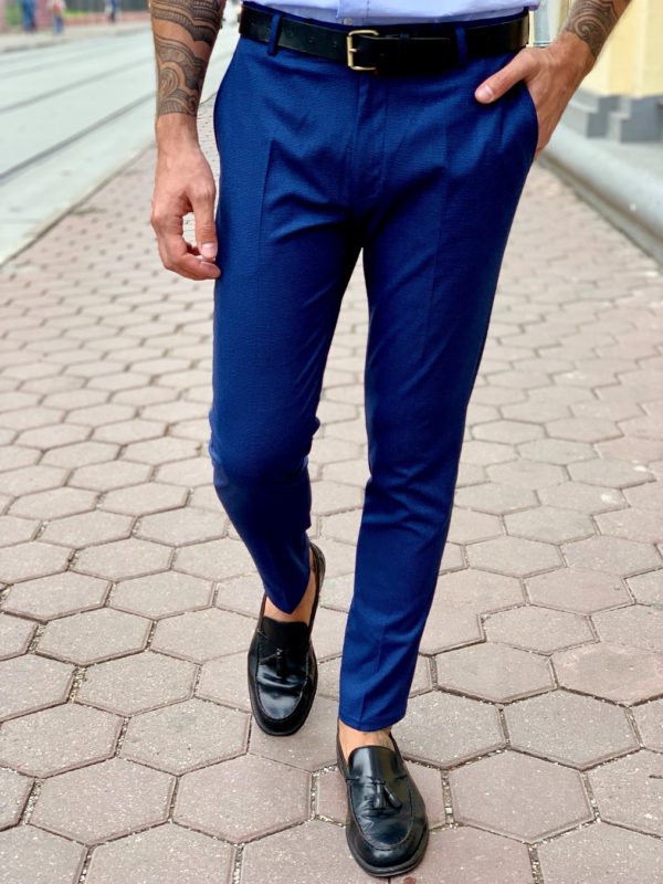 Стильные мужские брюки синего цвета. Арт.:6-1004-3